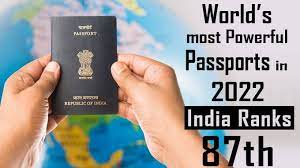 हेनले पासपोर्ट इंडेक्स 2022: भारत 87वें स्थान पर है